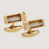 Gold Cartridge Cufflinks With Diamonds In Silver
