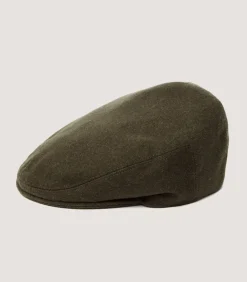 Litton Short Peak Loden Cap In Khaki Green