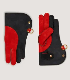 Long Falconry Glove With Pocket - Charcoal & Orange In Charcoal