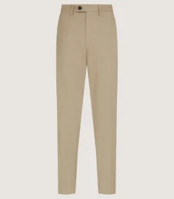 Men'S Brushed Cotton Twill Flat Front Trousers In Khaki