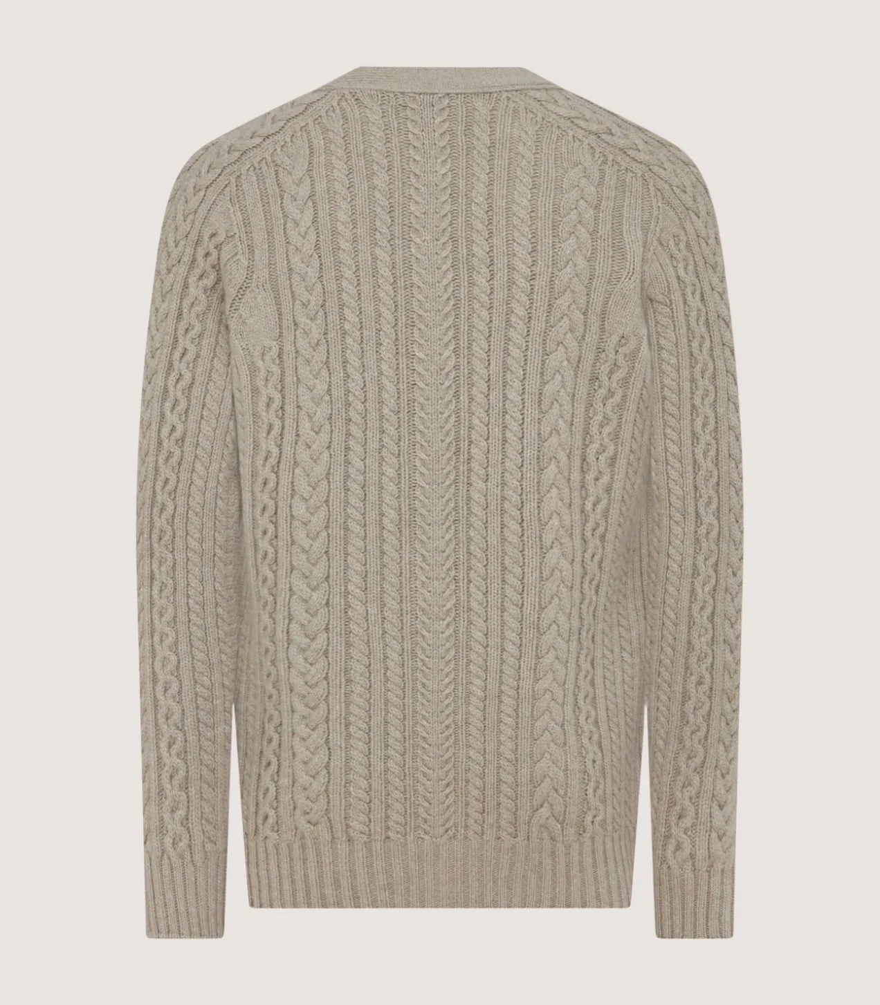 Men'S Cashmere Cable And Rib V Neck Cardigan In Drab