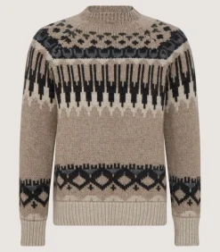 Men'S Cashmere Fairisle Falcon Crew Neck Sweater