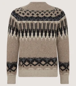 Men'S Cashmere Fairisle Falcon Crew Neck Sweater