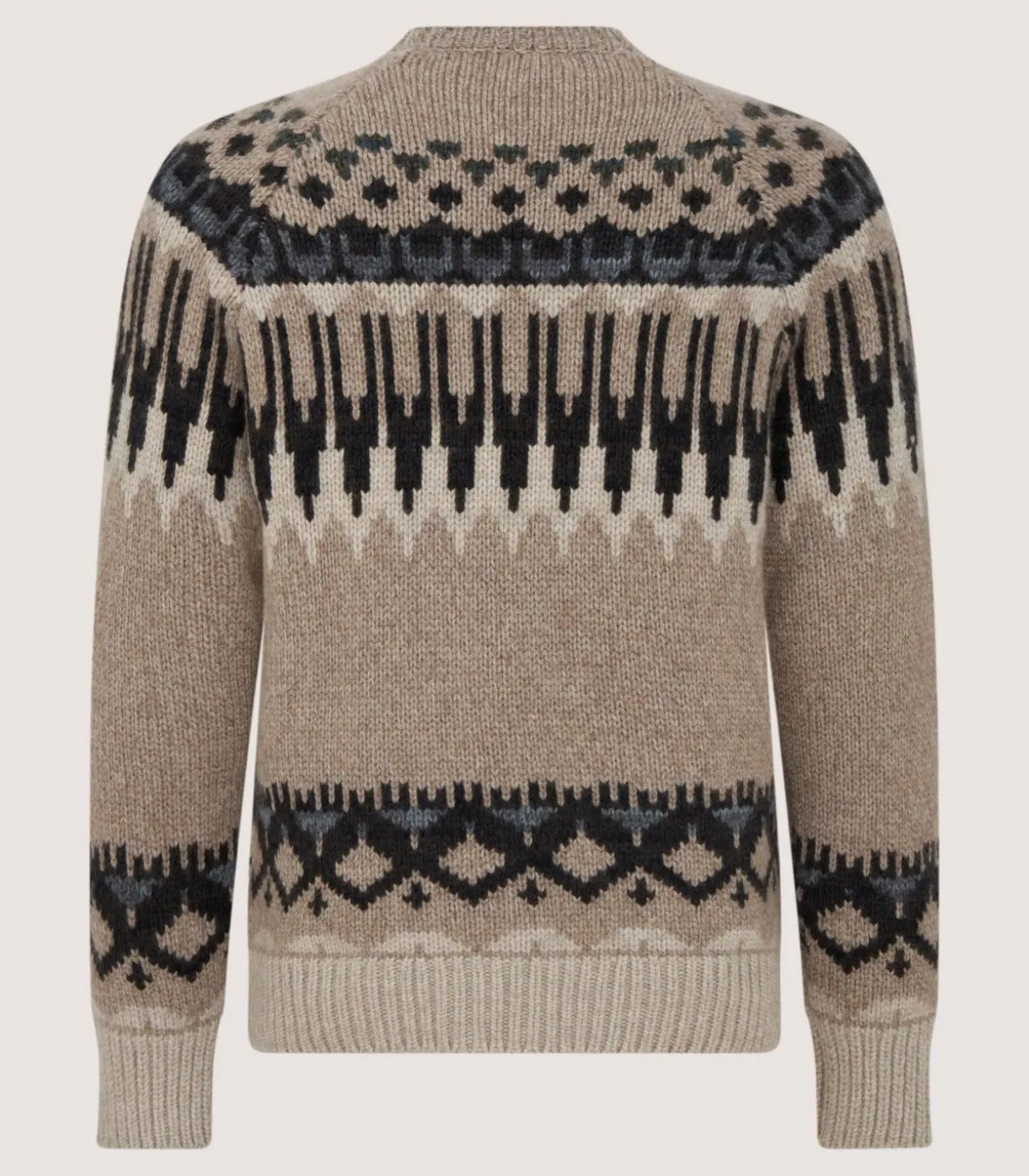 Men'S Cashmere Fairisle Falcon Crew Neck Sweater