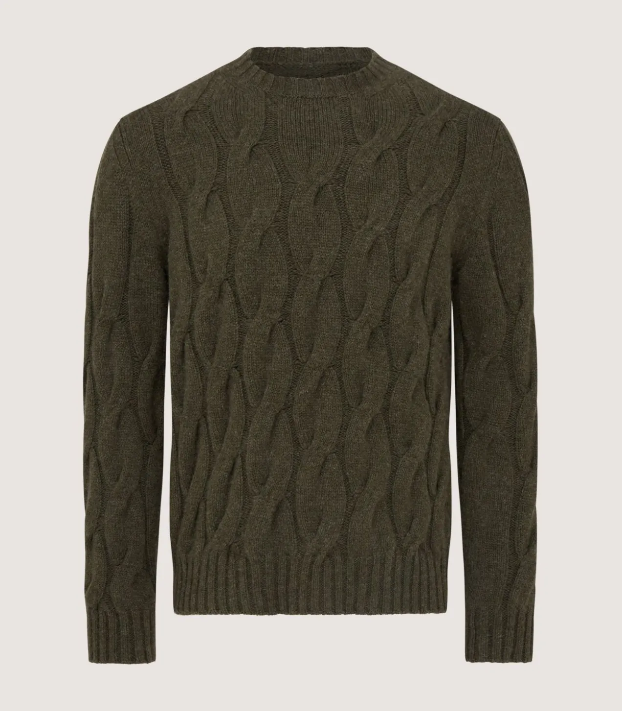 Men'S Cashmere Loch Cable Crew Neck Sweater In Loden