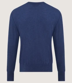 Men'S Cashmere Seamless Crew Neck In Canvas Blue
