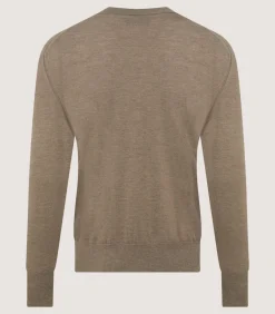 Men'S Cashmere Seamless Crew Neck In Taupe
