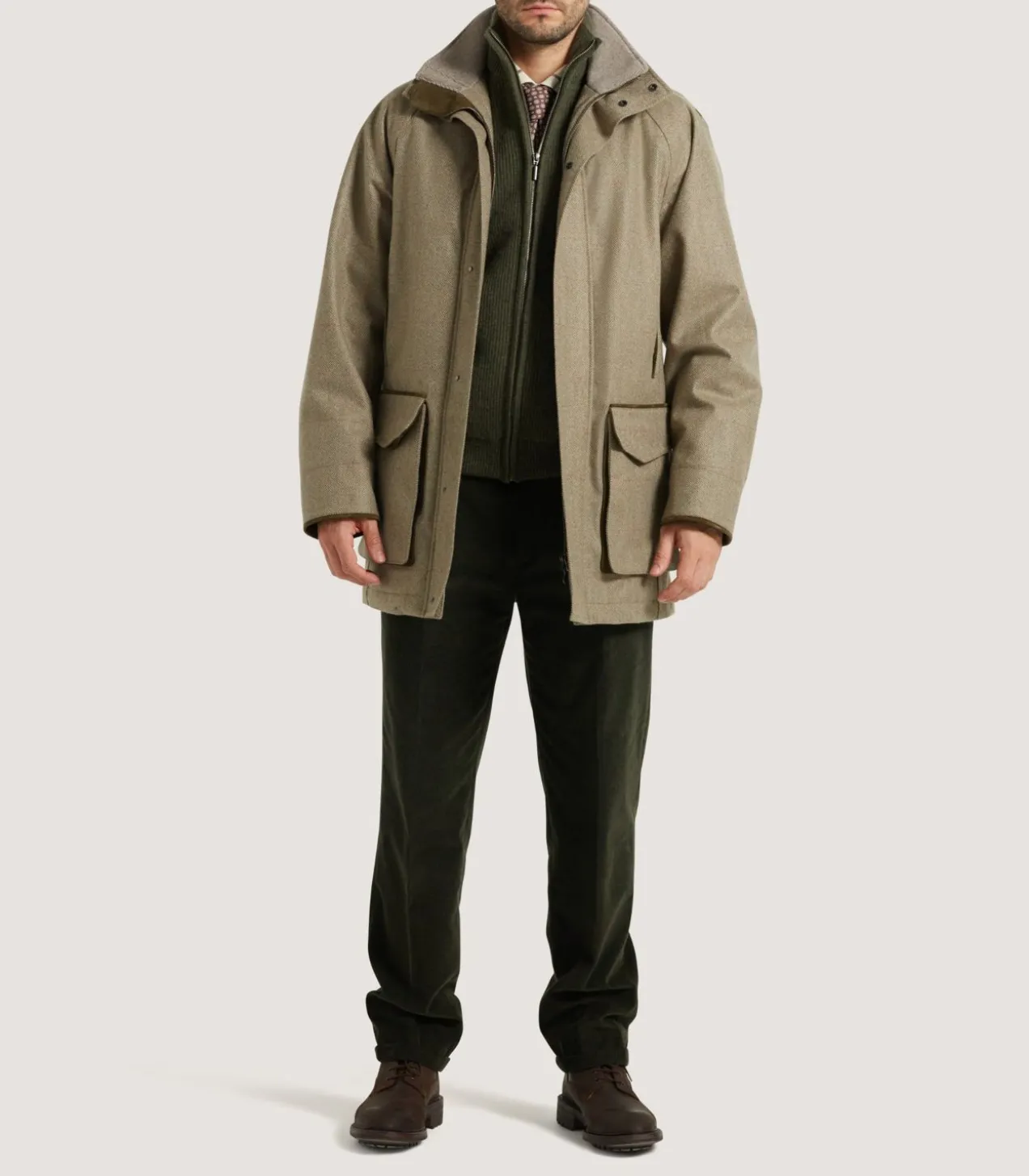 Men'S Cashmere Tweed Raglan Field Coat
