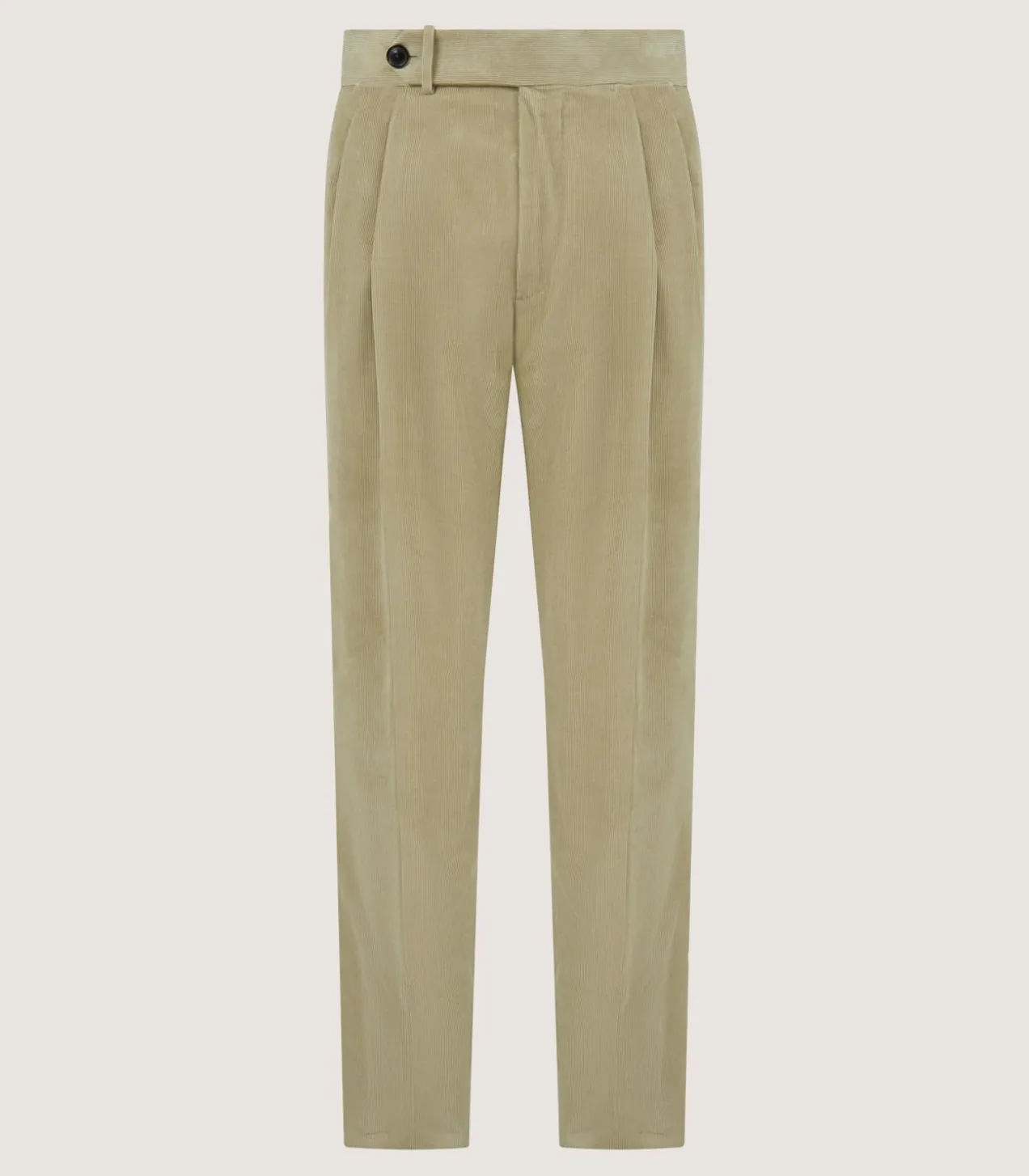 Men'S Cotton Corduroy Side Buckle Trouser In Pale Stone