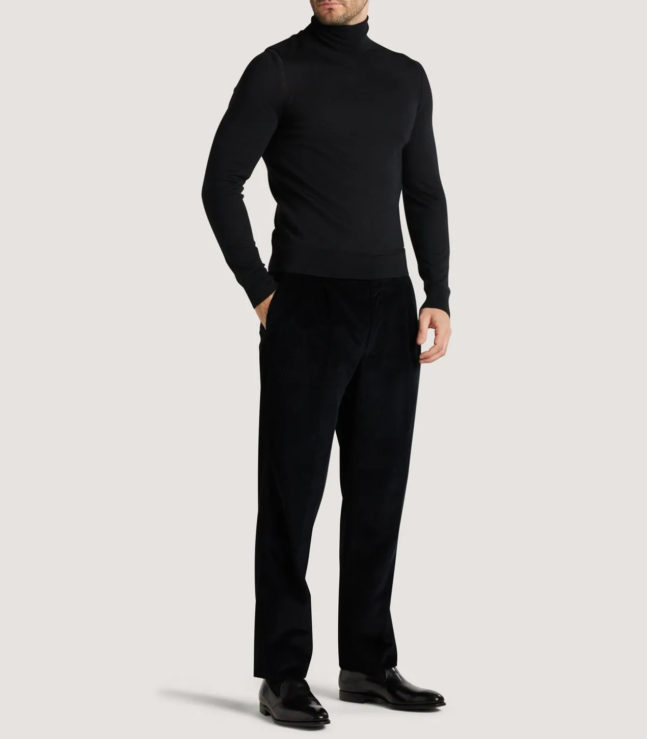 Men'S Extra Fine Worsted Cashmere Seamless Turtleneck