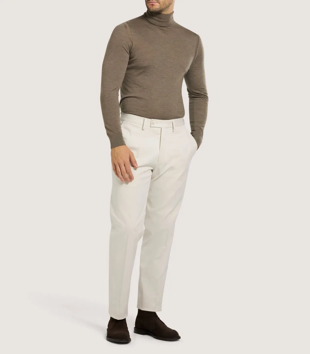 Men'S Extra Fine Worsted Cashmere Seamless Turtleneck
