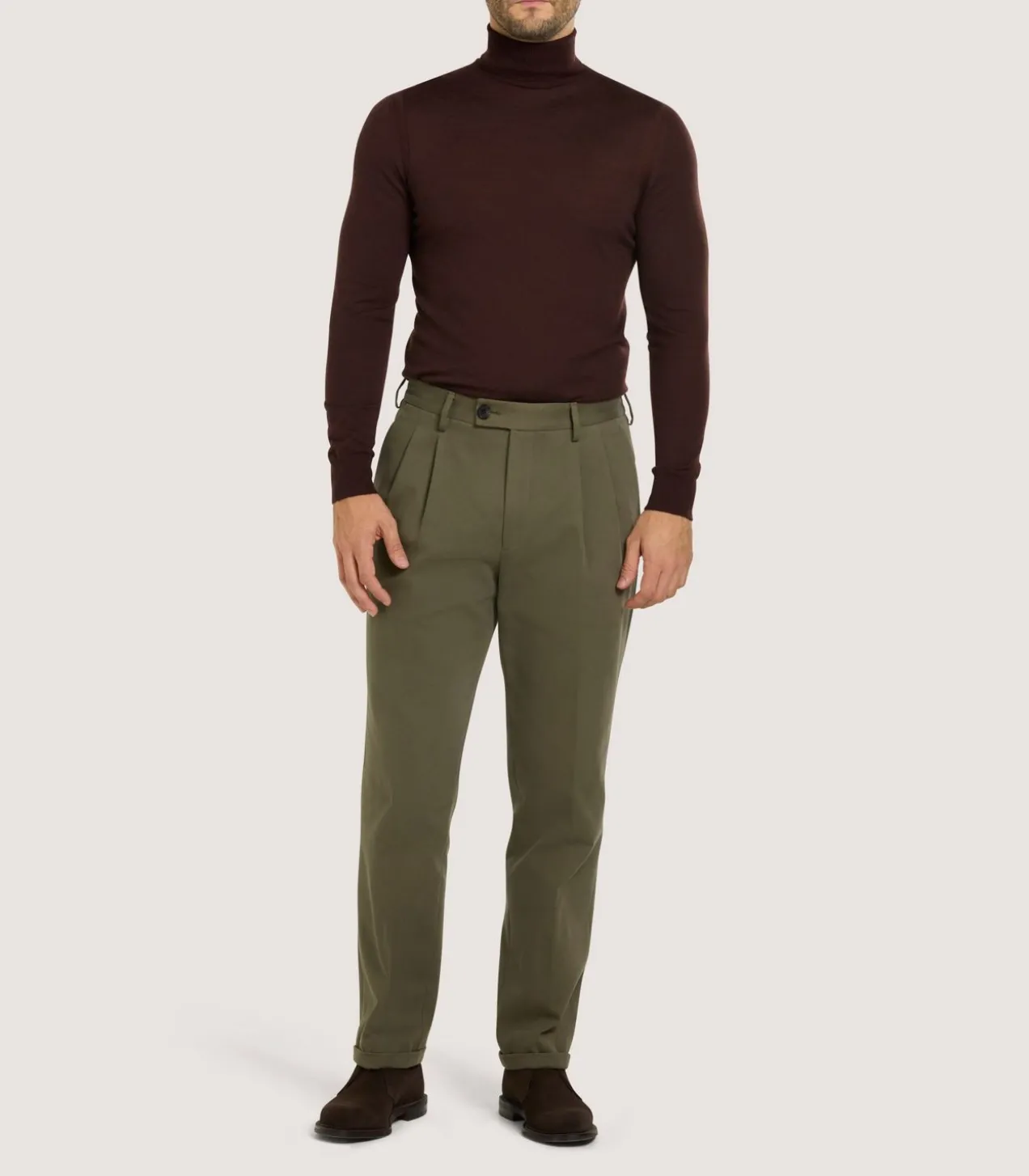 Men'S Extra Fine Worsted Cashmere Seamless Turtleneck