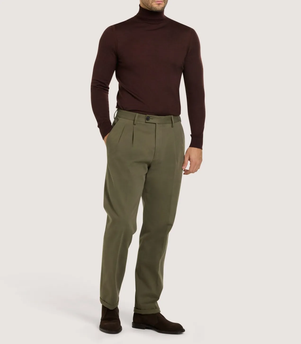 Men'S Extra Fine Worsted Cashmere Seamless Turtleneck