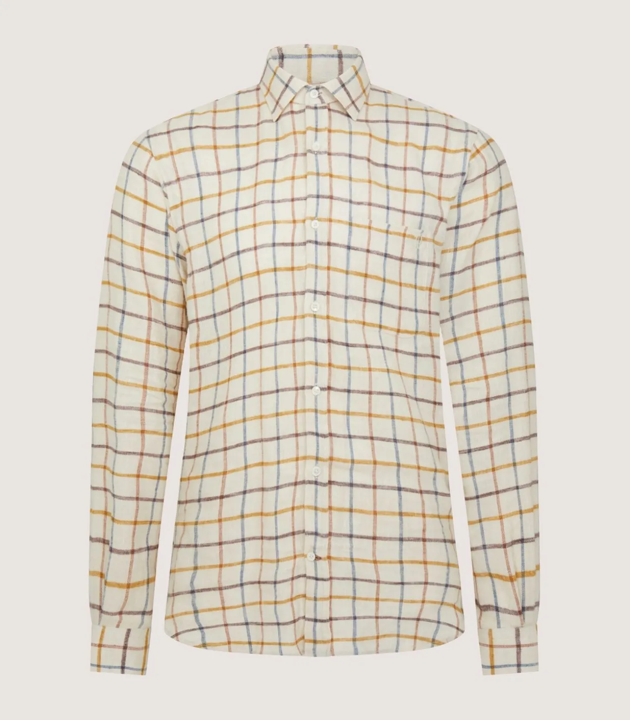 Men'S Linen Flannel Tattersall Sporting Shirt