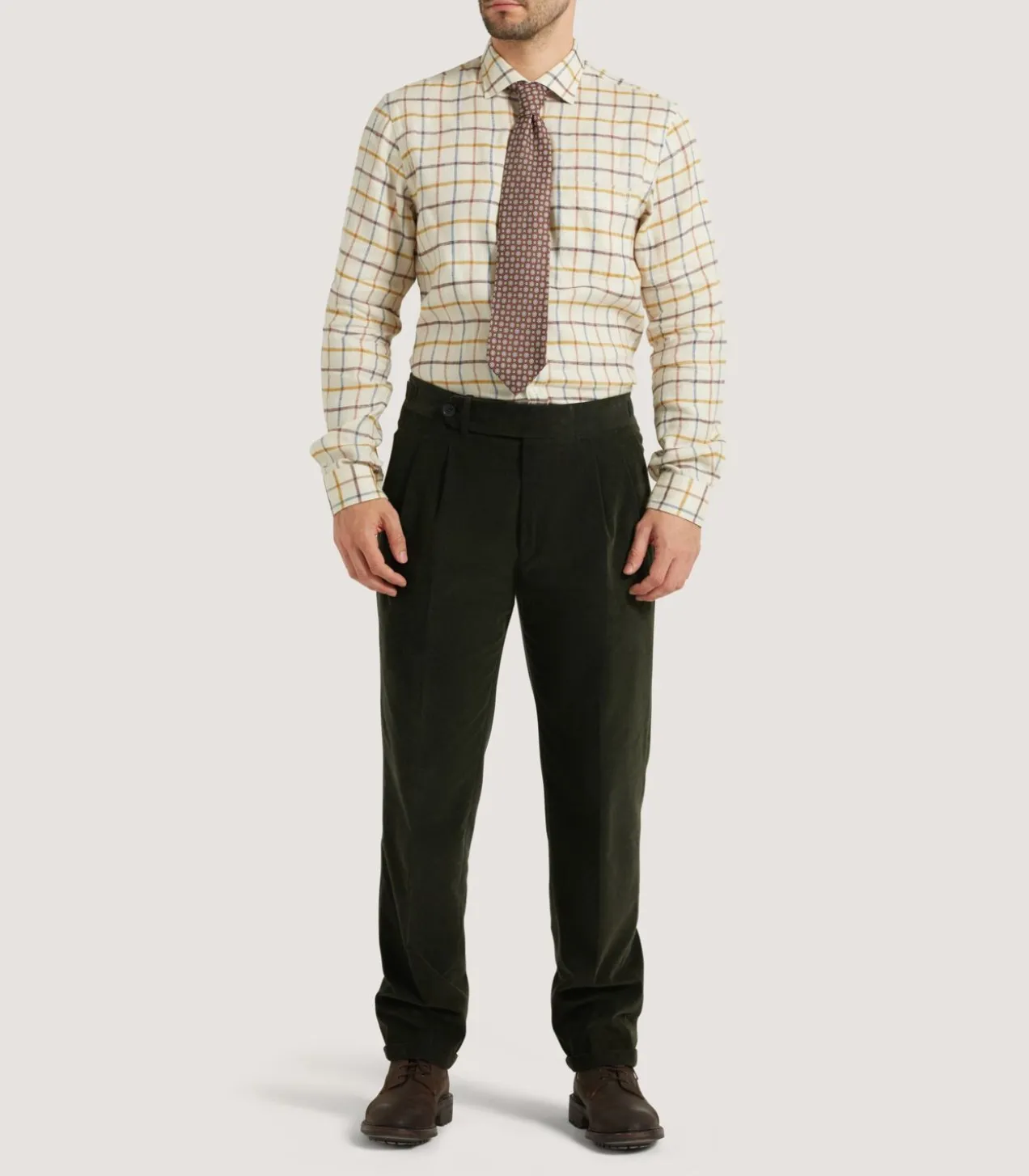 Men'S Linen Flannel Tattersall Sporting Shirt