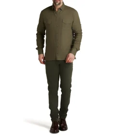 Men'S Linen Selous Safari Shirt In Forest Green