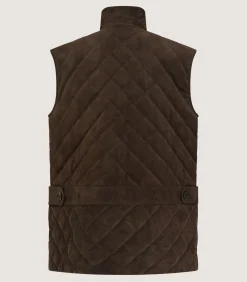 Men'S Suede Padded Gilet In Walnut