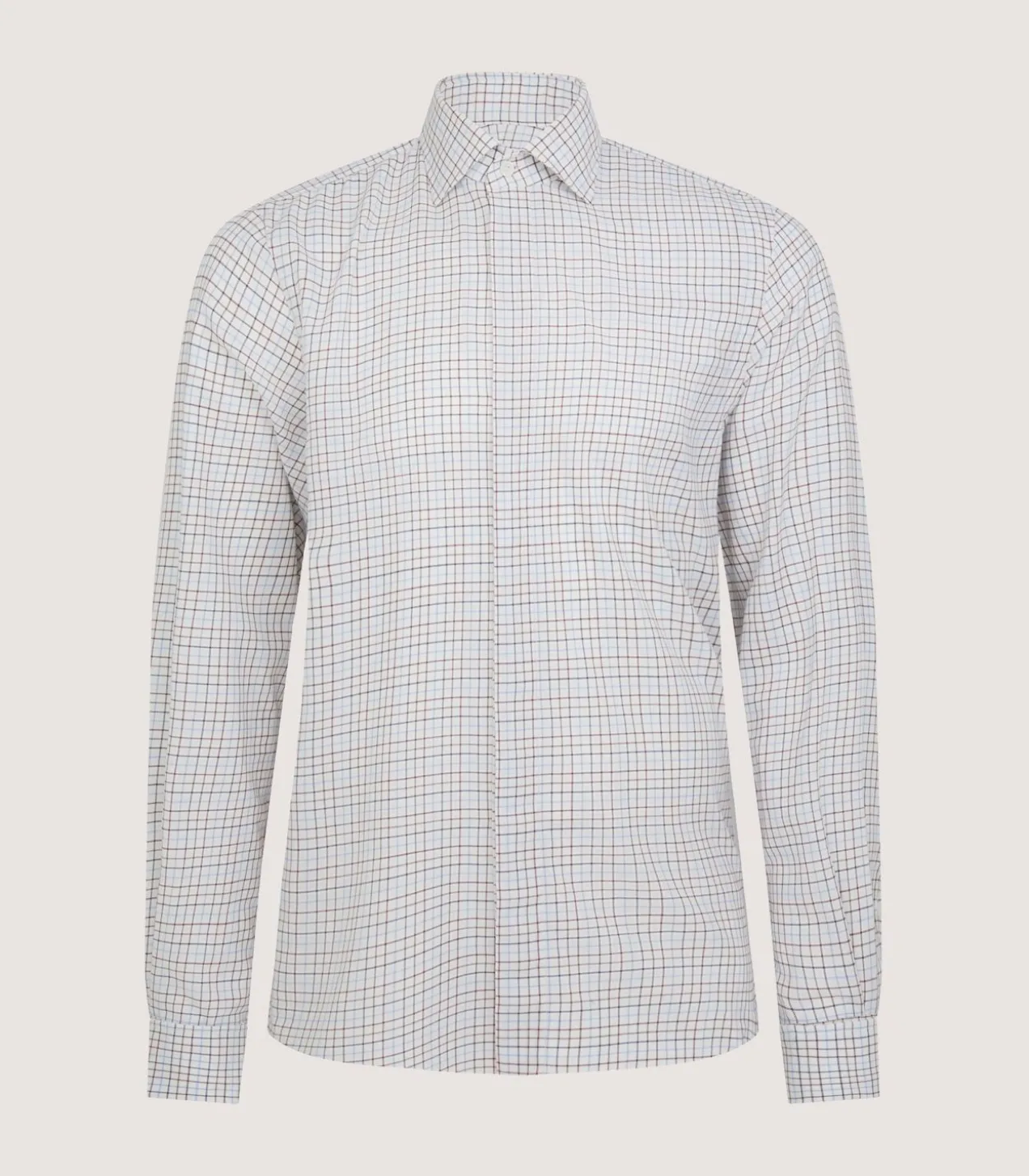 Men'S Summer Sporting Half Tattersall Double Cuff Shirt