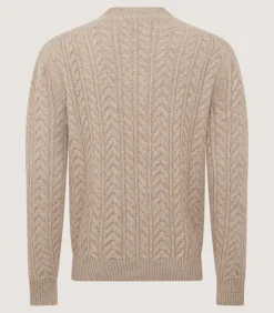 Men'S Taupe Cashmere Linen V Neck Cricket Jumper