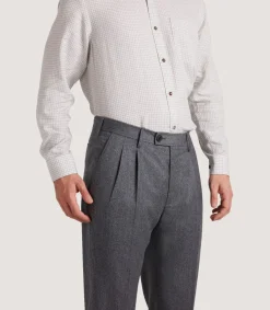 Men'S Two Pleat Trouser In Flannel Grey
