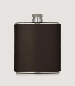 6Oz Leather Flask In Dark Brown