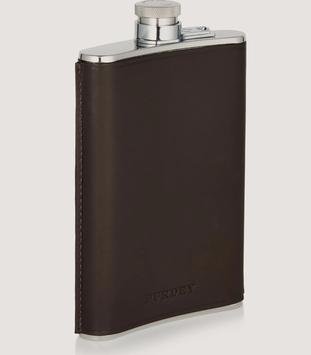 8Oz Leather Flask In Dark Brown