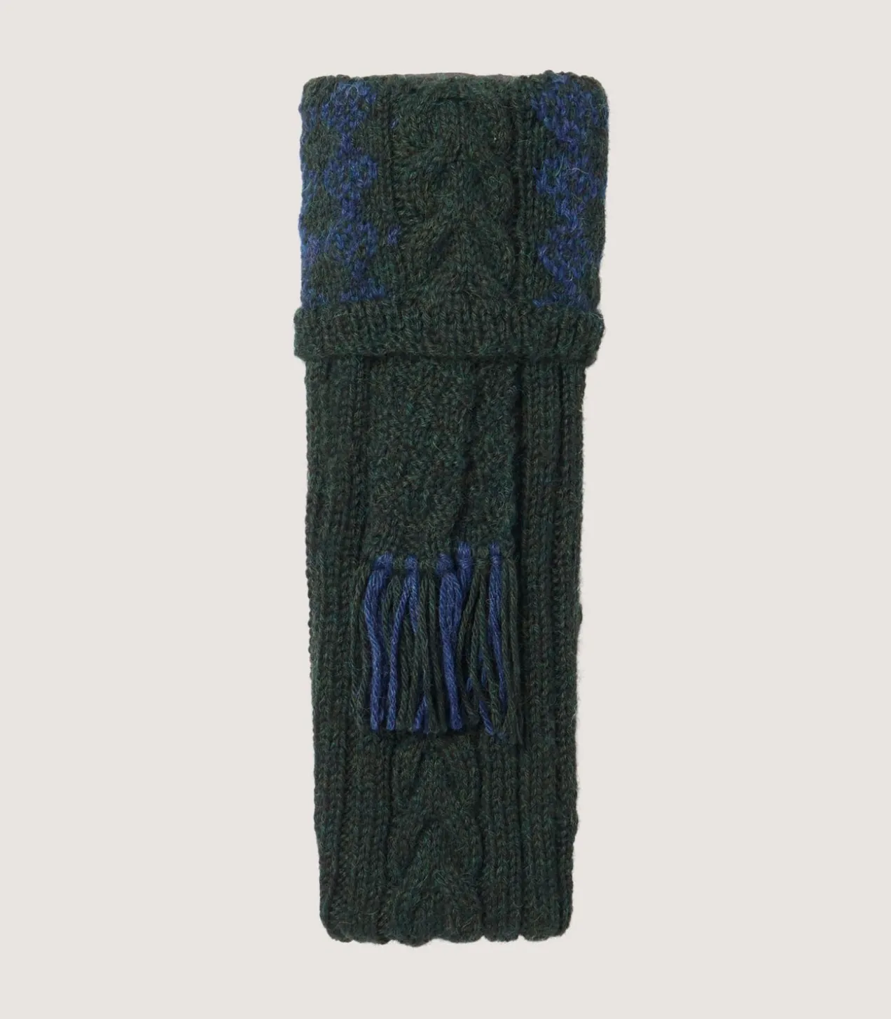 Penberth Chequered Alpaca Field Sock In Dark Green