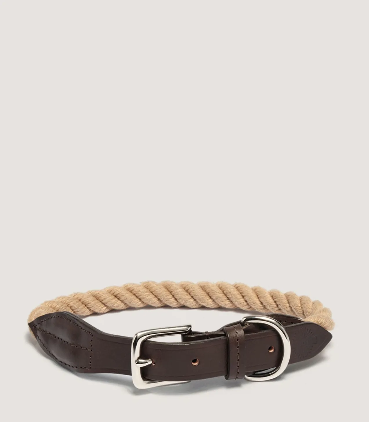 Rope & Leather Dog Collar In Natural