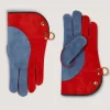 Short Falconry Glove Double Thickness - Orange & Slate In Orange