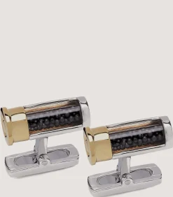 Silver Cartridge Cufflinks With Loose Shot In Silver