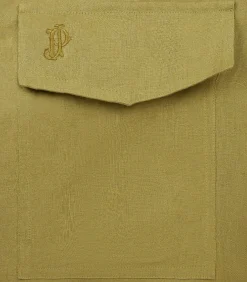 Women'S Belted Linen Shirt Dress In Ochre