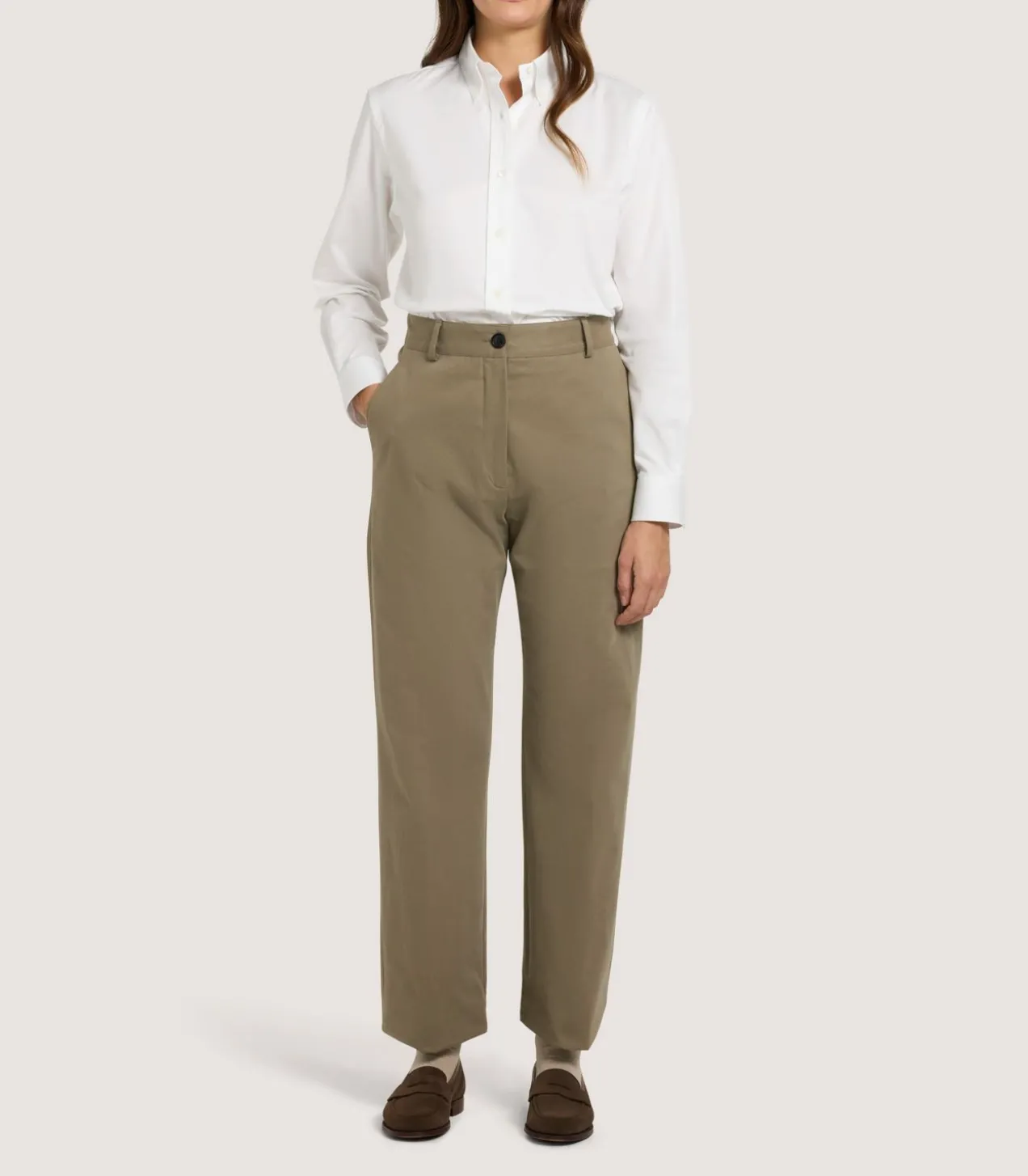 Women'S Button Down Signature Cotton Twill Shirt In White