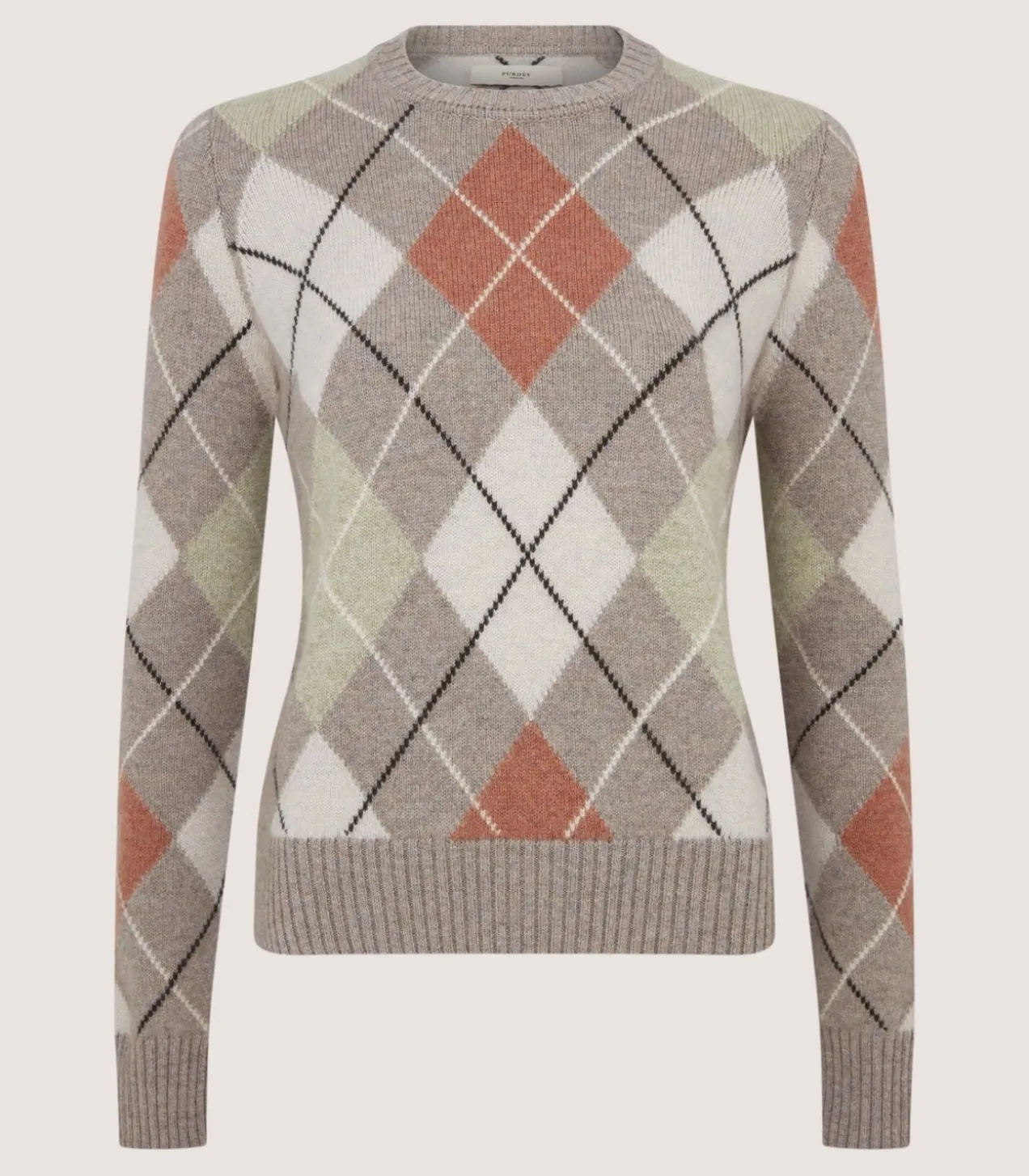 Women'S Cashmere Argyle Crew Neck Sweater In Flint