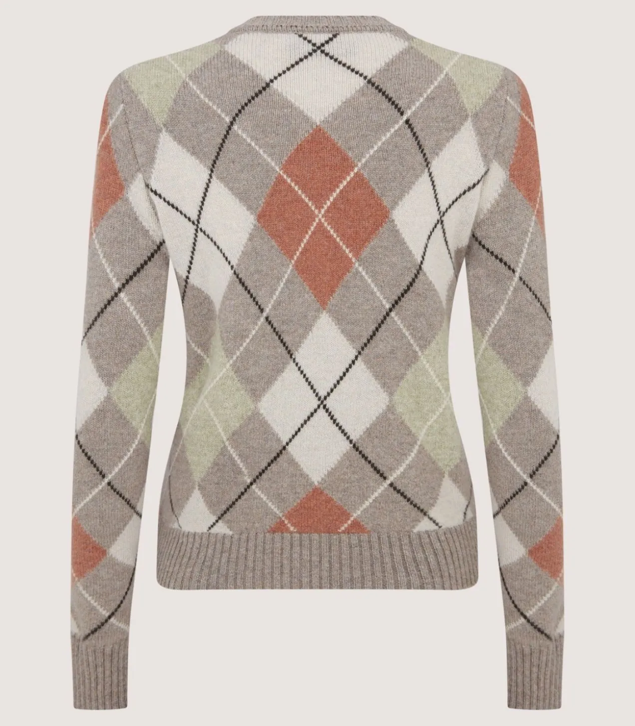Women'S Cashmere Argyle Crew Neck Sweater In Flint