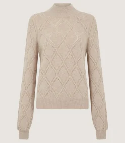 Women'S Cashmere Cable Sweater In Oatmeal