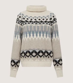 Women'S Cashmere Fairisle Falcon Crew Neck Sweater In Kestral