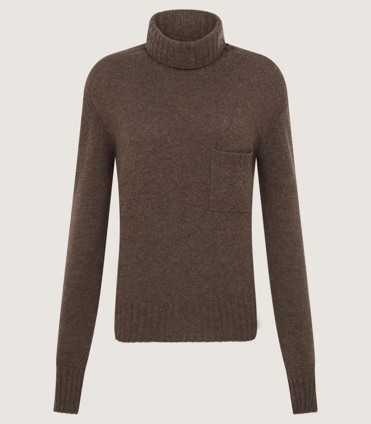 Women'S Cashmere Turtleneck Sweater With Chest Pocket