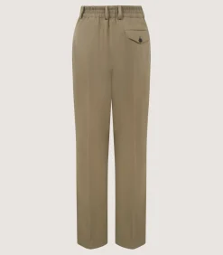 Women'S Cotton Flat Front Trouser In Dark Olive