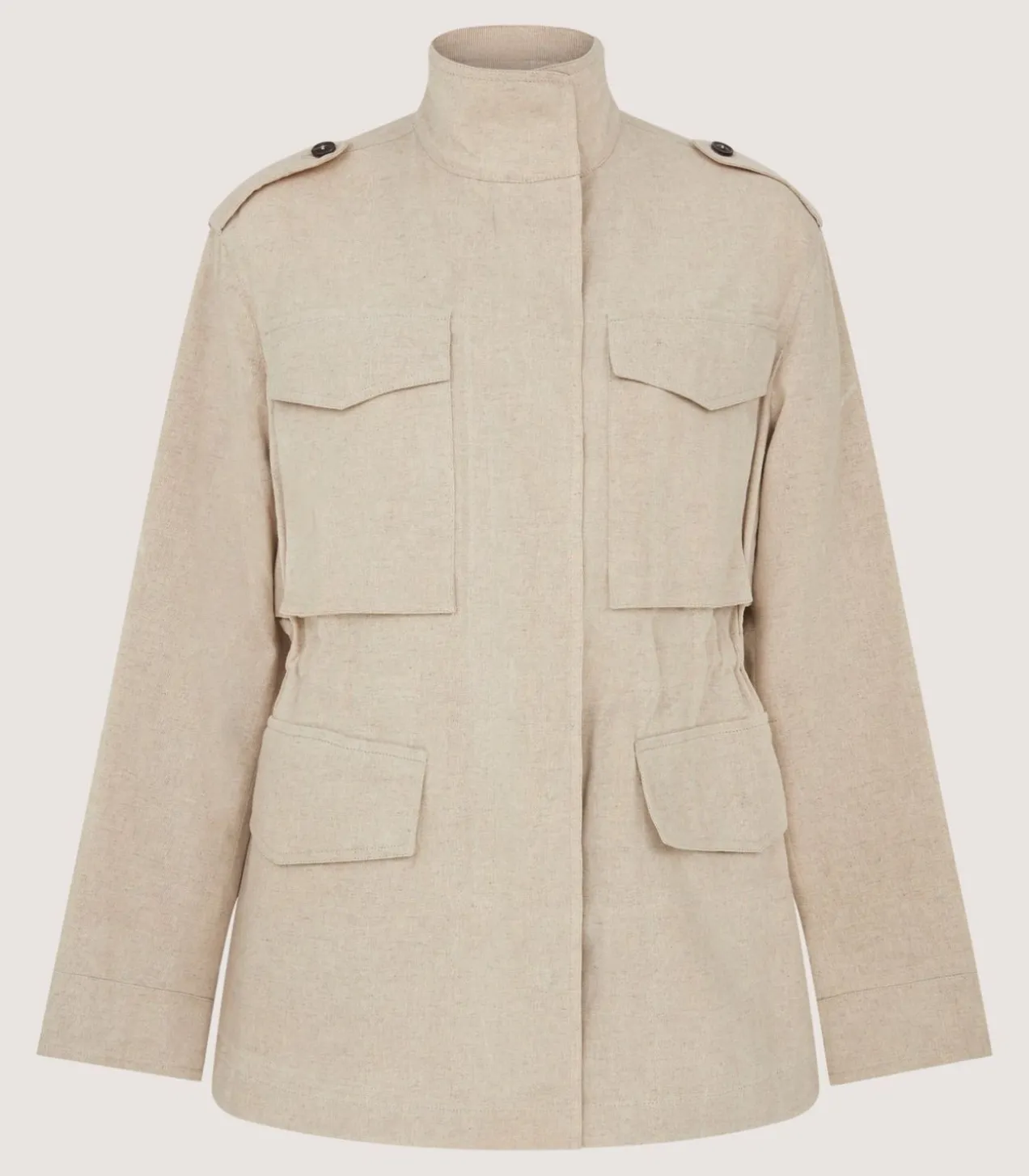 Women'S Cotton Linen Field Jacket In Pale Stone