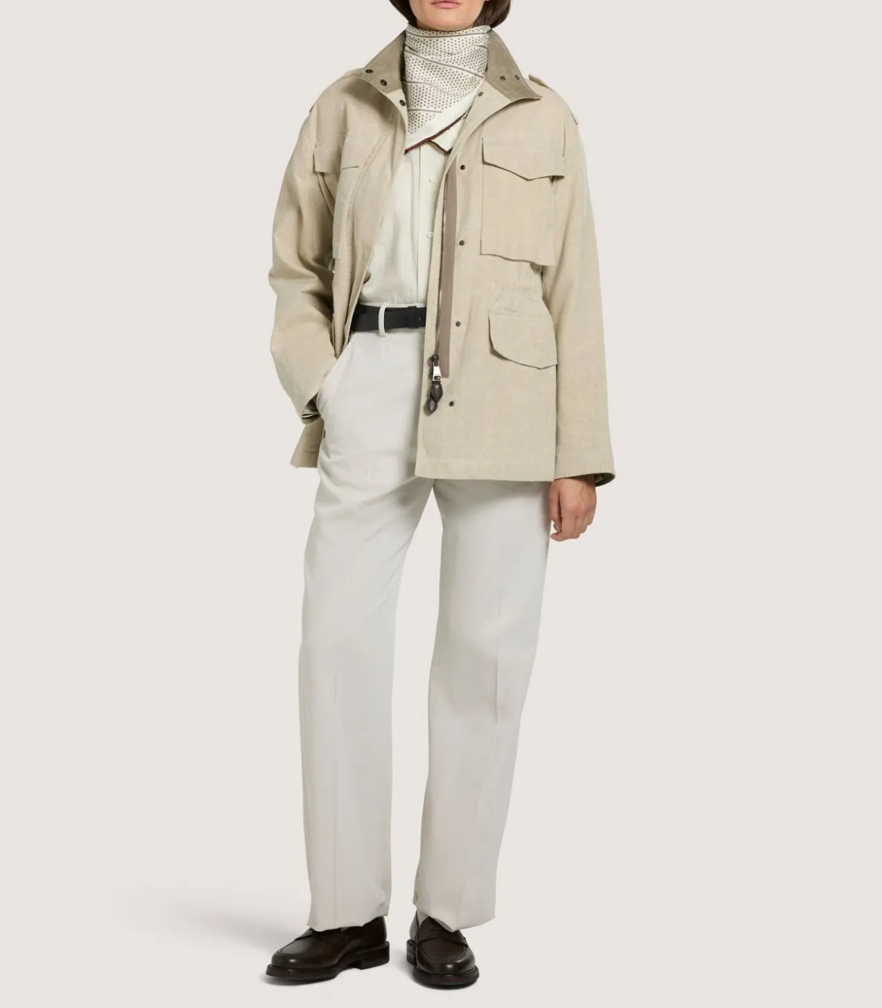 Women'S Cotton Linen Field Jacket In Pale Stone
