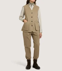 Women'S High Collar Dry Wax Summer Sporting Vest In Taupe