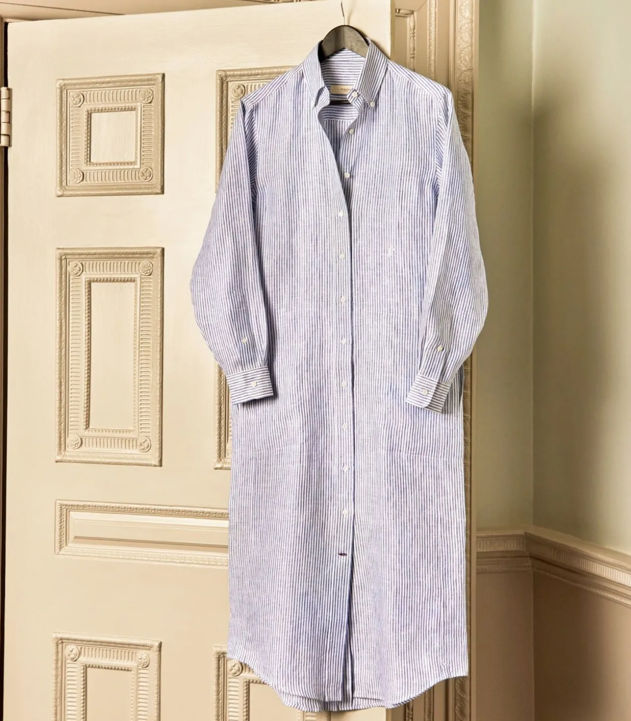 Women'S Linen Oxford Stripe Dress