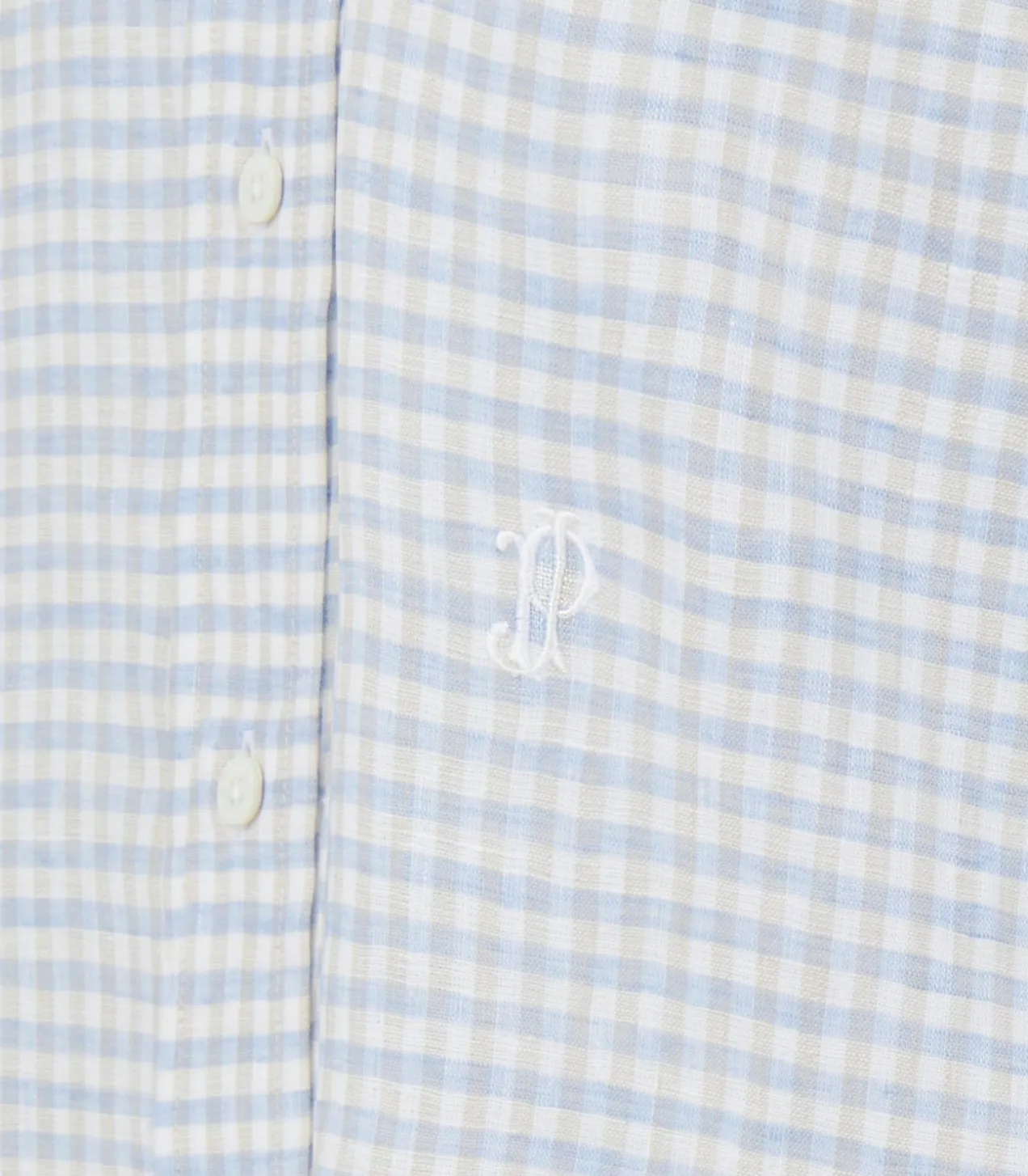 Women'S Pale Indigo Linen Shepherd Check Button Down Shirt
