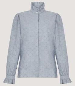 Women'S Pie Crust Spotted Shirt In Light Blue